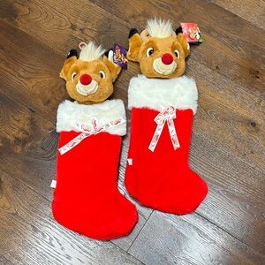 Rudolph Red Christmas Stockings pair of 2 NEW